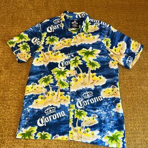 Corona Mens Tropical Island Palms Beach Print Hawaiian Button-Up Shirt XXL